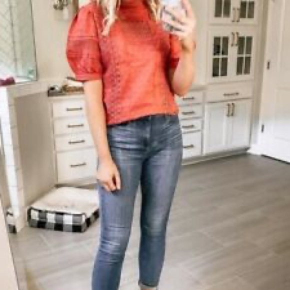 Universal Thread Puff Sleeve Eyelet Blouse - Picture 6 of 12